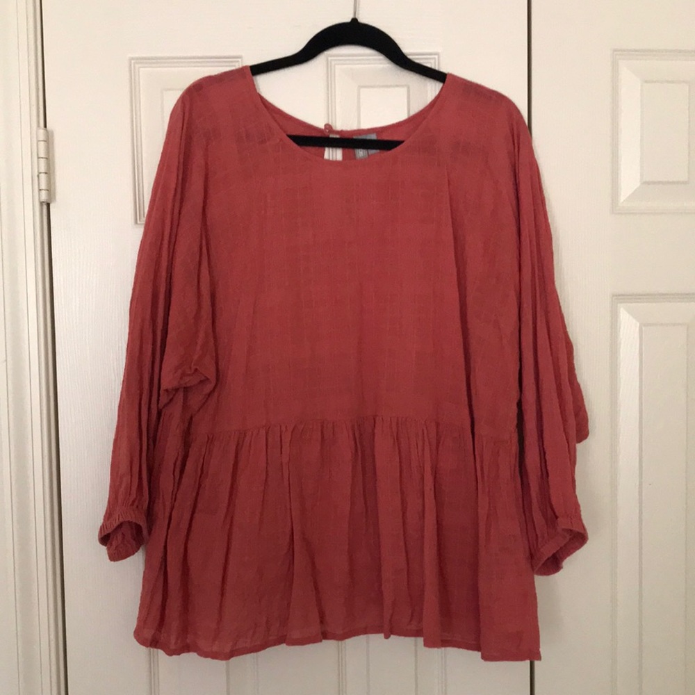 ASOS Curve Coral Raglan Sleeve Peplum Top Size US 18